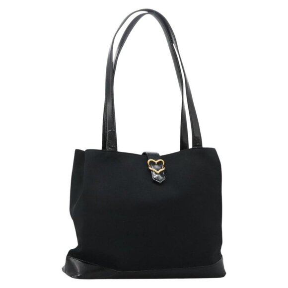 SAINT LAURENT Tote Bag Canvas Black Gold Auth - Picture 1 of 16